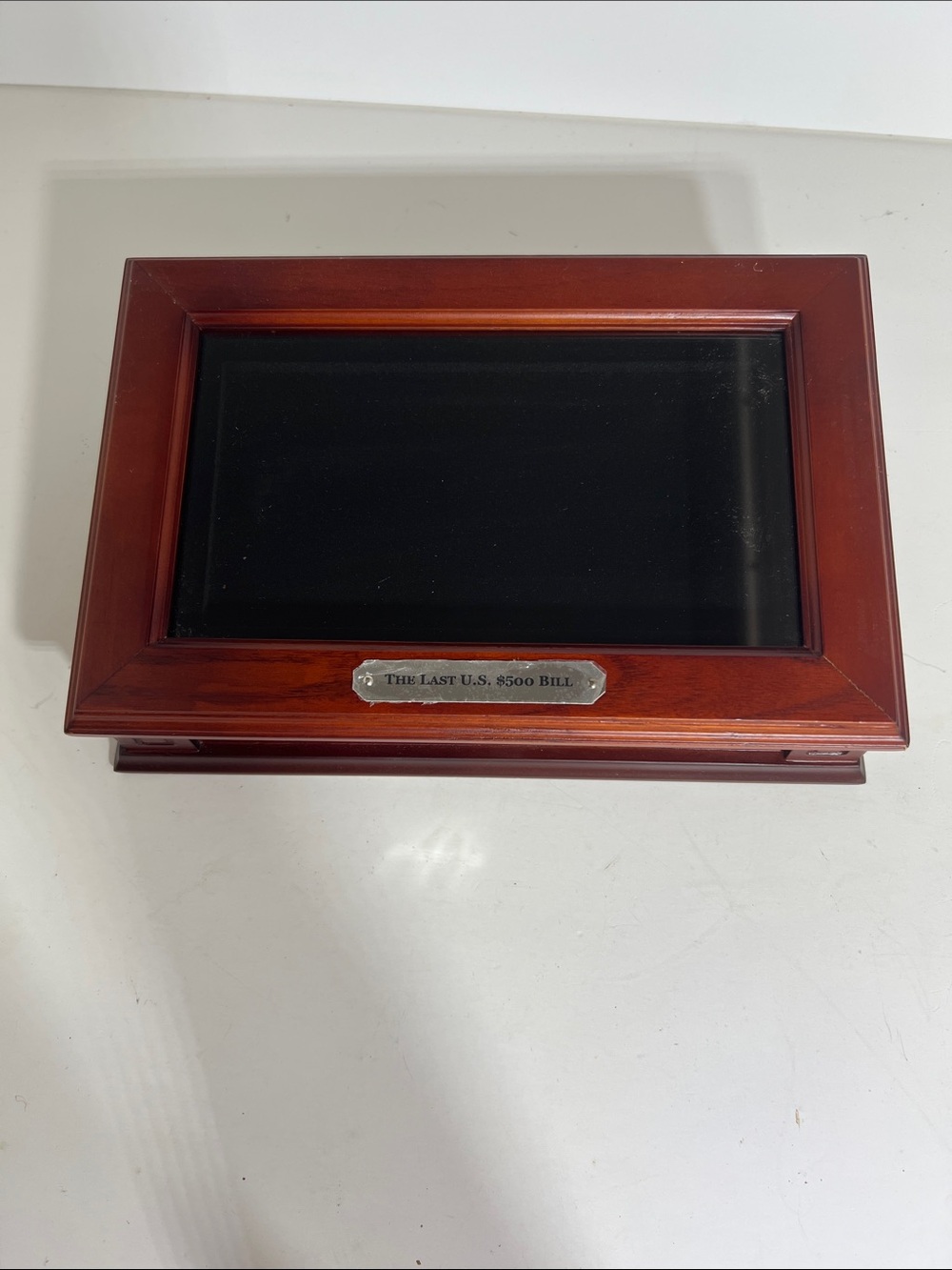 Wood Finish Display Case with Black Interior - Brown